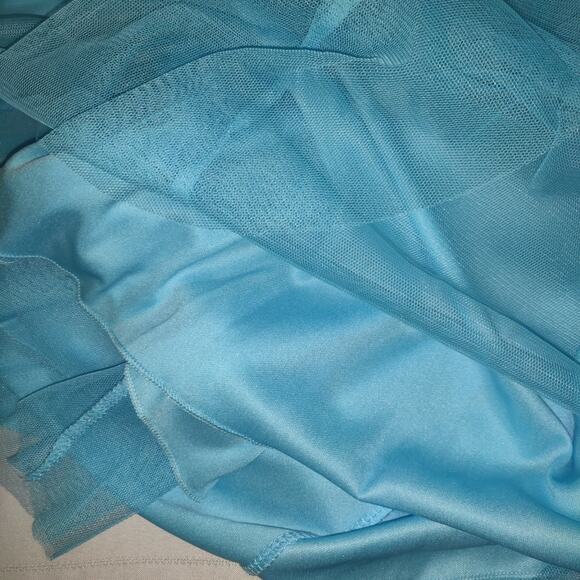 Vintage Y2K Aqua Deb Store Dress 1X Strapless Tulle Hi Low Prom Formal Cruise - Picture 15 of 16